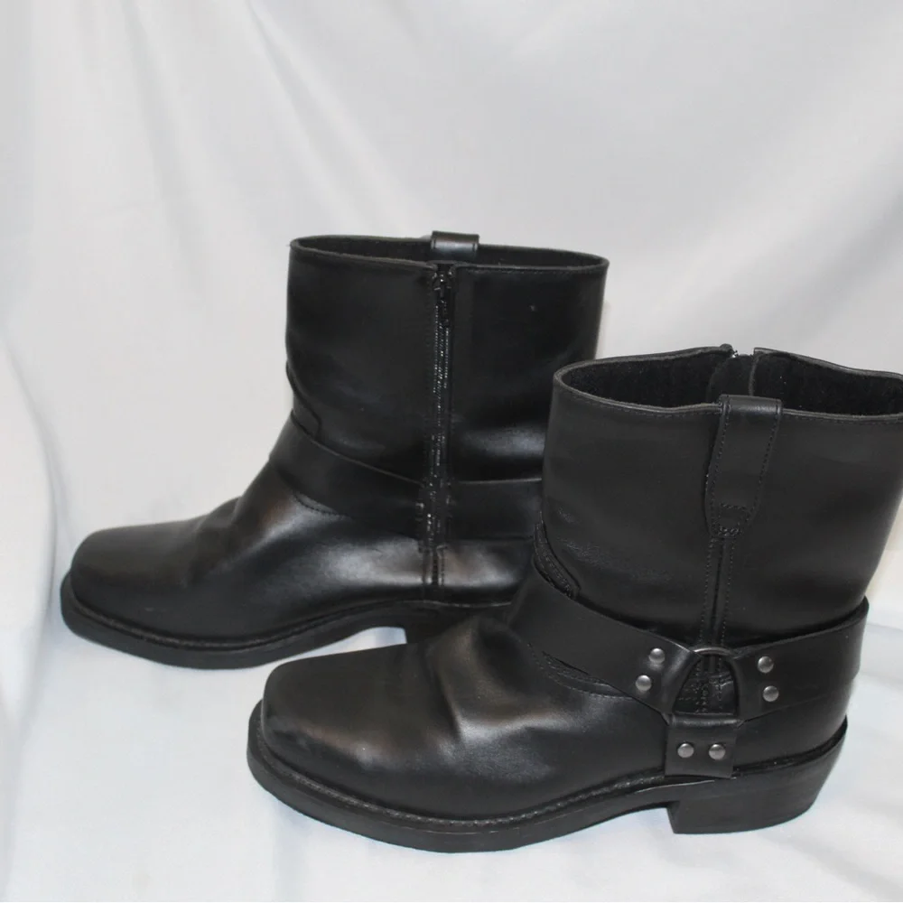 Dingo Rev Up Square Toe Motorcycle  Mens Black Casual Boots DI19090 - Picture 4 of 7